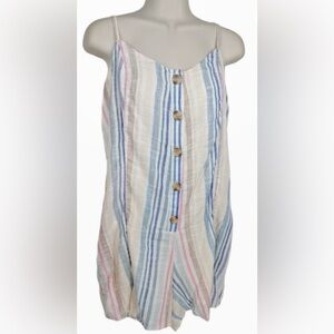 Sandy & Sid 100% Cotton Striped Button-Down Romper(M)